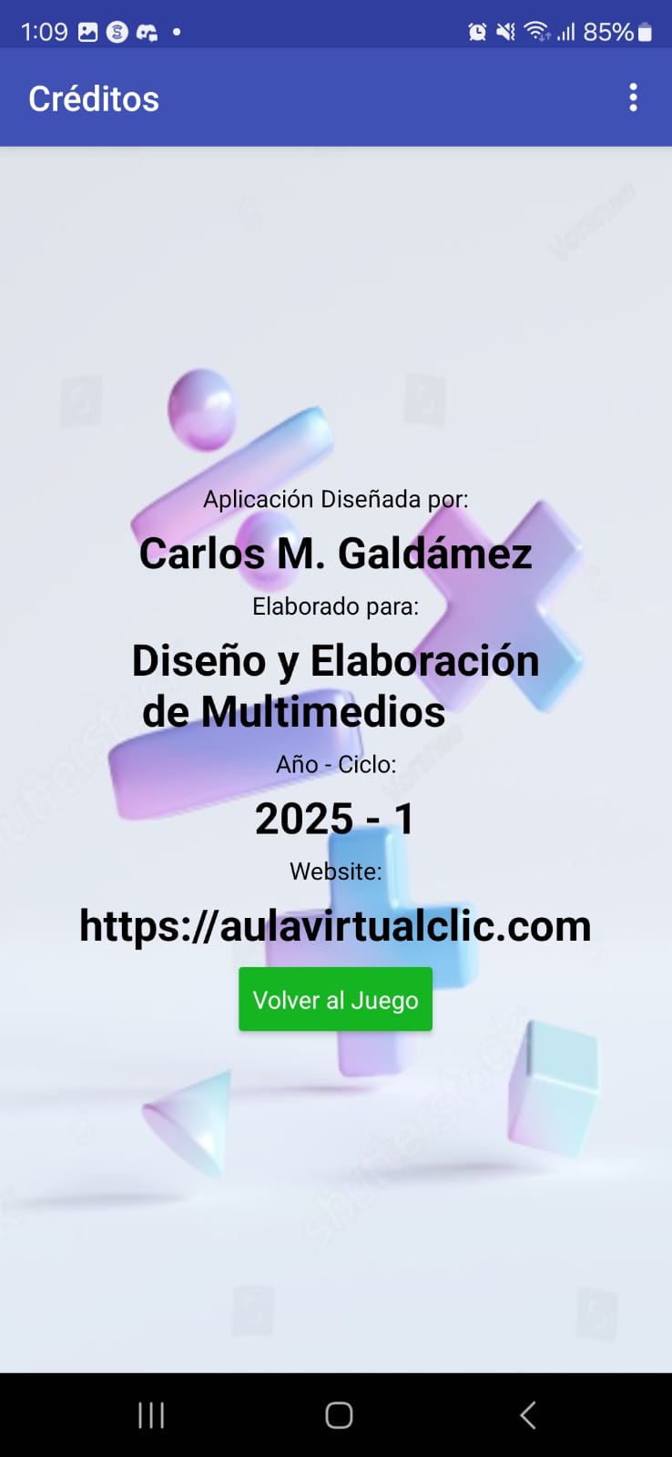 Pantalla Créditos